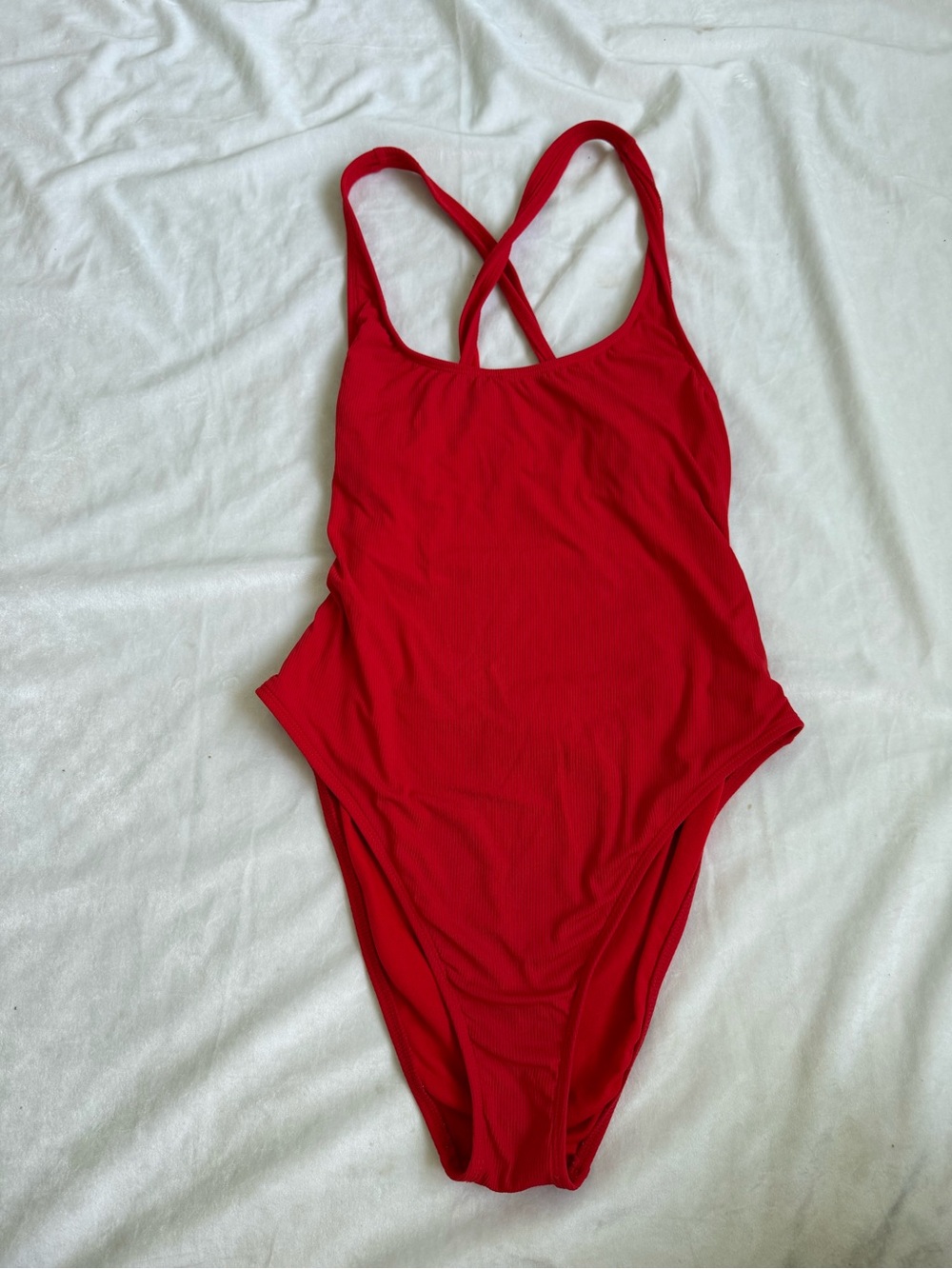 Xhilaration Red Scoop Neck One-Piece Swimsuit with Crossback